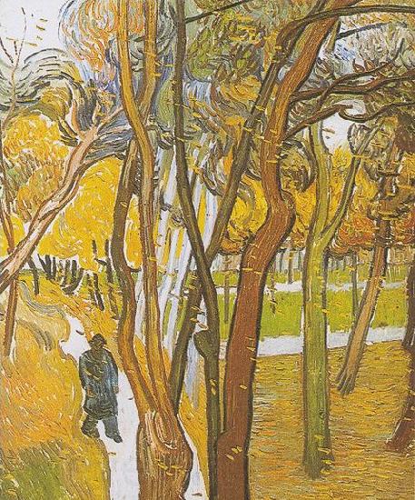 Vincent Van Gogh Walkers in the park with falling leaves Germany oil painting art